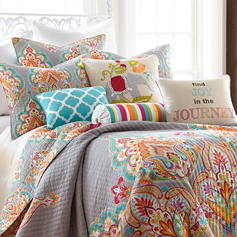 Marielle Grey Cotton Moroccan Quilt