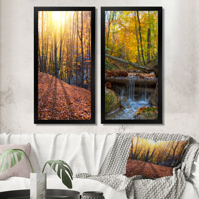 " Autumn Forest Under " 2 Piece Art Watercolor Painting