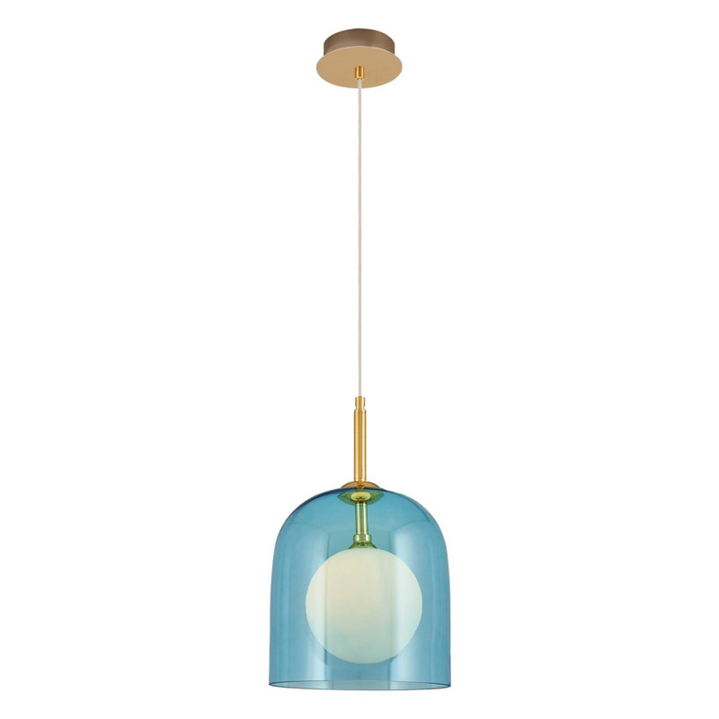 Cassen Elegant Blue Metal Chandelier, 9.1 in Diameter x 47.2 in Height | Features Glass Cap & 1x 2W G9 Socket (Bulb Not Included) | Stylish Lighting Fixture for Modern Dining Room & Living Space, Durable Design