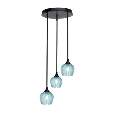 Nahili Empire 3 Light Stem Hung Cluster Pendalier With 6" Textured Glass