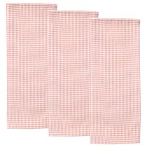 Set of 3 Pink Checkered Cotton Dish Towels with Laces - Pink Affection