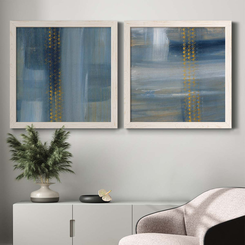 «Touching the Sky I», ensemble de 2 peintures sur toile encadrées, H 31,5 po x l 63 po x P 1,5 po, Cadre blanc
