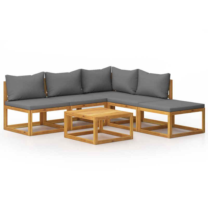 6 Piece Sectional Seating Group, Dark Gray