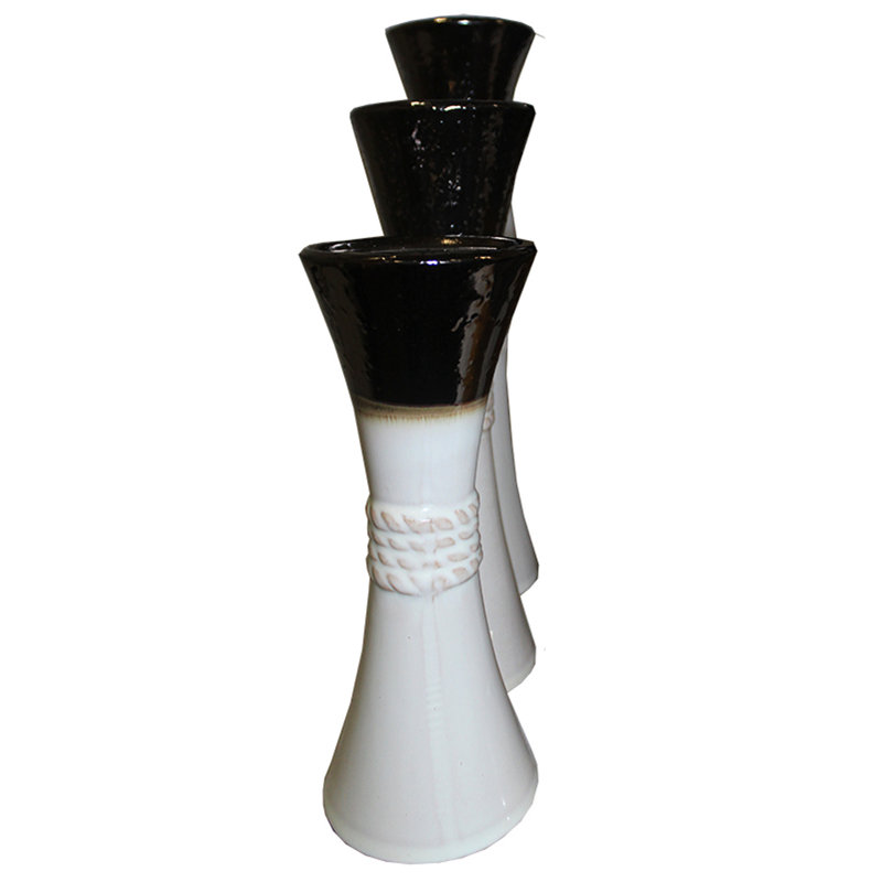 Ensemble de chandelles en céramique 3 pièces Bouck, Blanc