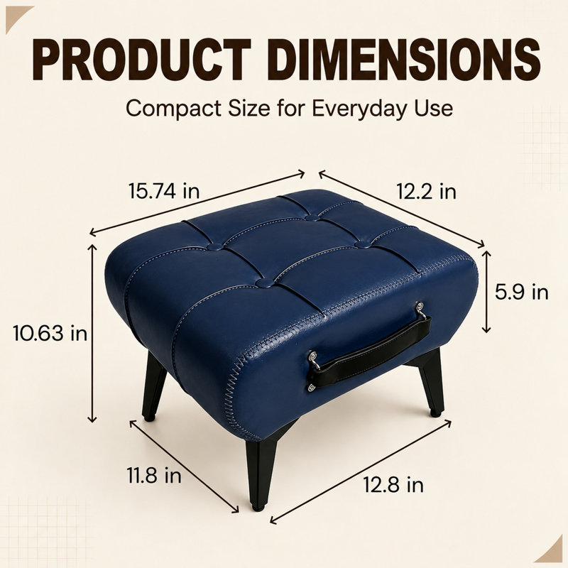 Tabouret en cuir de haute qualité, bleu