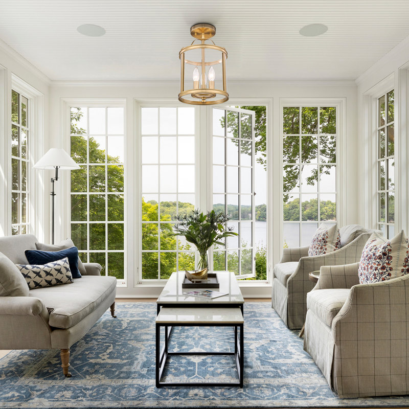8.75" 3-Light Dimmable Flush Mount with Glass, Gold