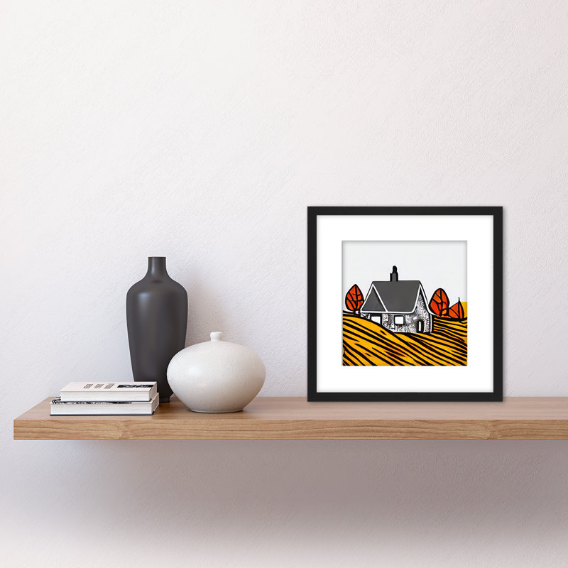 Autumn Trees Stone House Farm Land - Single Picture Frame Print