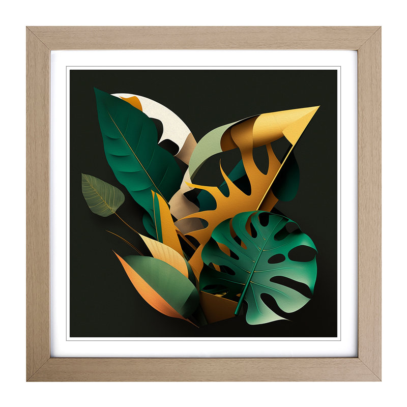 Tropical Leaf Bauhaus - Framed Print, Oak
