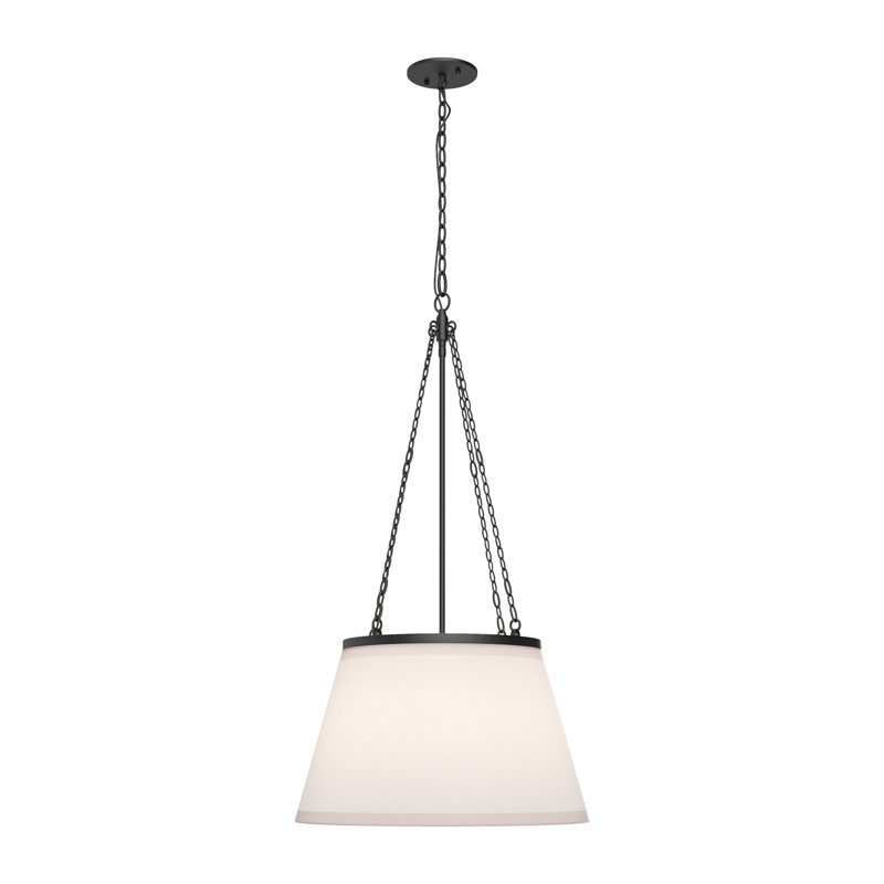 Speakeasy 1 - Light Unique/Statement Pendant, Matte Black/White Linen