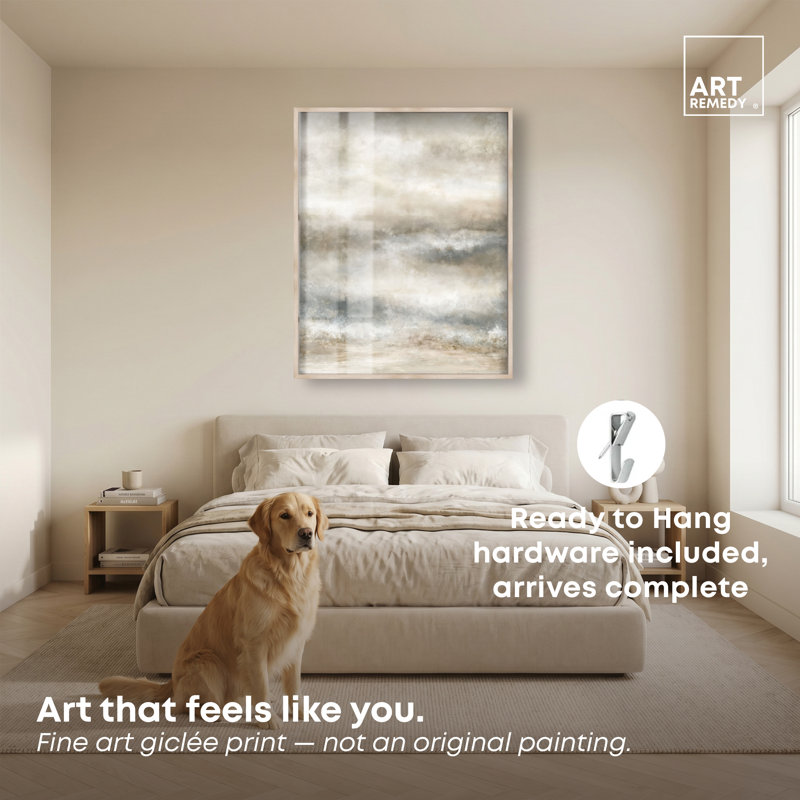 Décoration murale bord de mer Fading Storm I, 45" H x 36" W, Cadre en chêne naturel