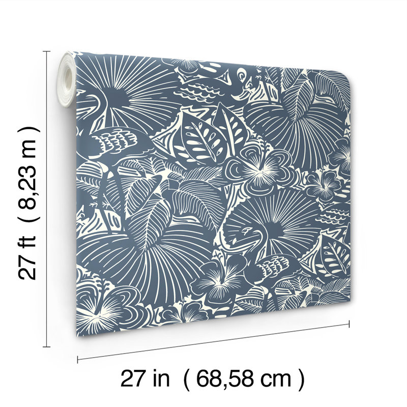 Papier peint floral Idalia, Bleu