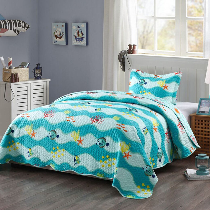  Reversible Quilt Set, Twin Quilt+ 1 Sham