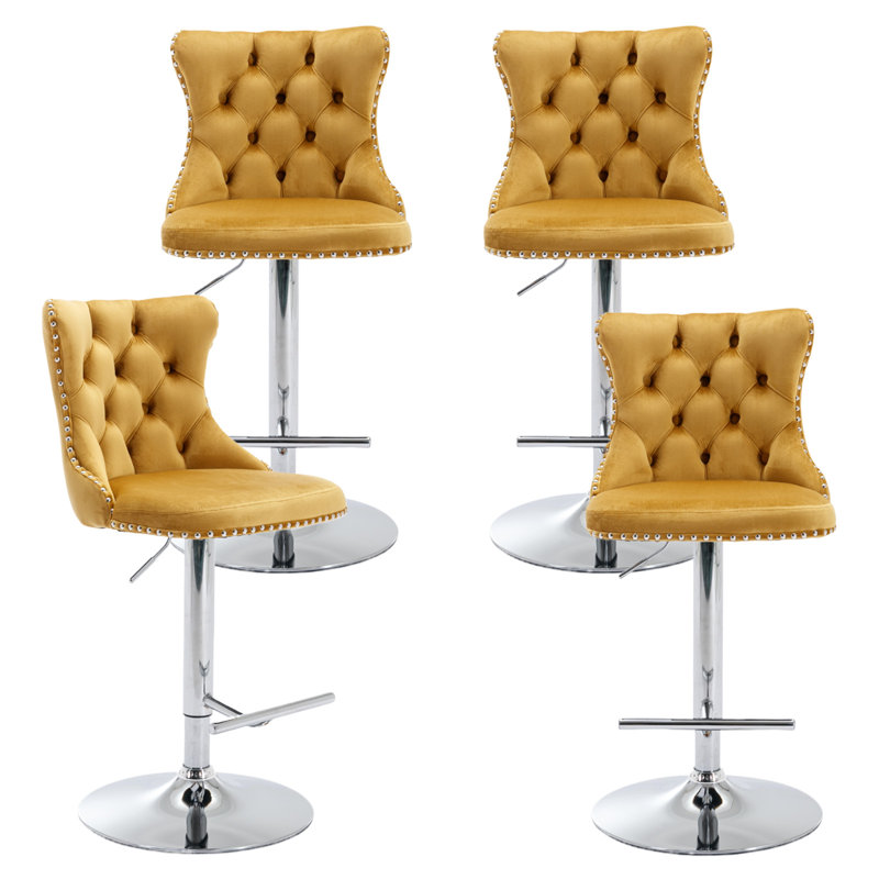 360°Swivel Bar Stools with Sliver Base, Gold