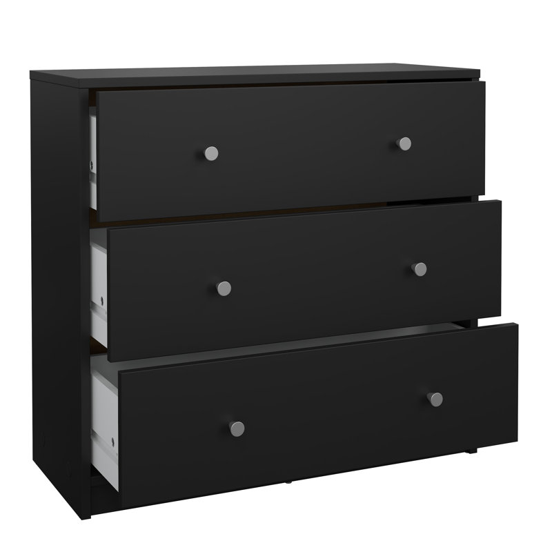 Clanton 3 Drawer 28.5'' W Dresser, Black
