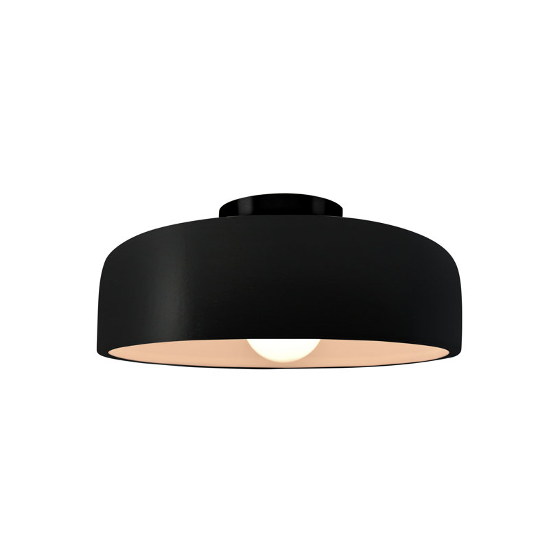 Plafonnier semi-encastré en céramique Dottie, Noir mat carbone, Noir mat, H 6 po x l 10 po x P 10 po