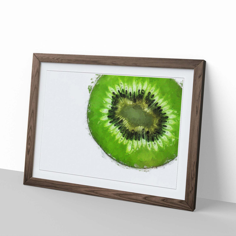 A Slice of Kiwi Fruit - Framed Print, 24cm H x 33cm W x 2cm D, Walnut Framed
