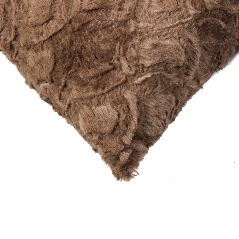 20" Brown Faux Fur Plush Square Pillow Set