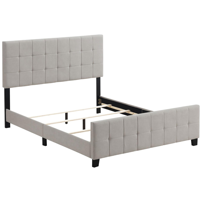 Beige Queen Bed, Stable Construction For Bedroom Modern Panel 100% Easy Care