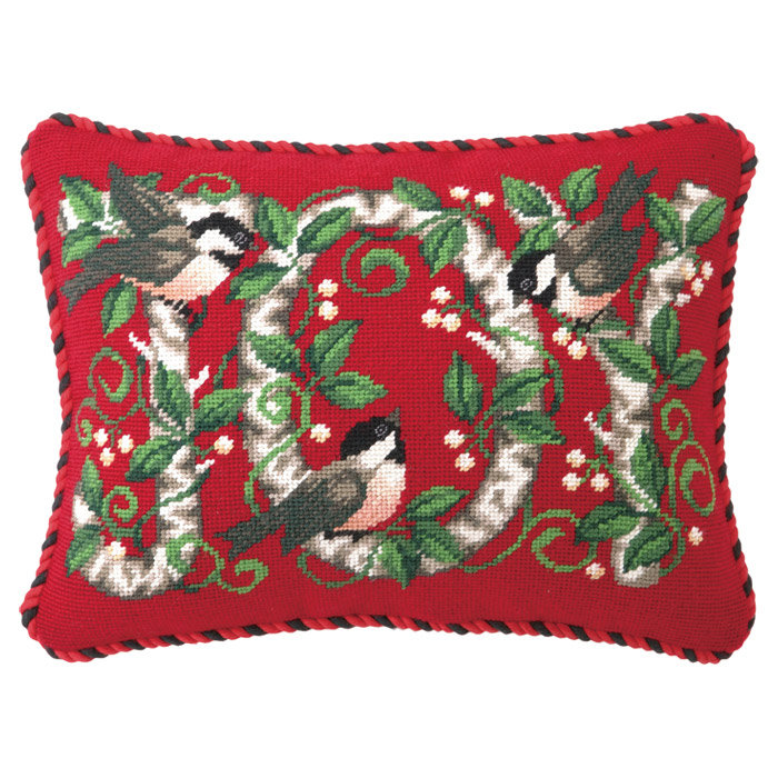 Coussin lombaire chickadee chaussette noël Joy
