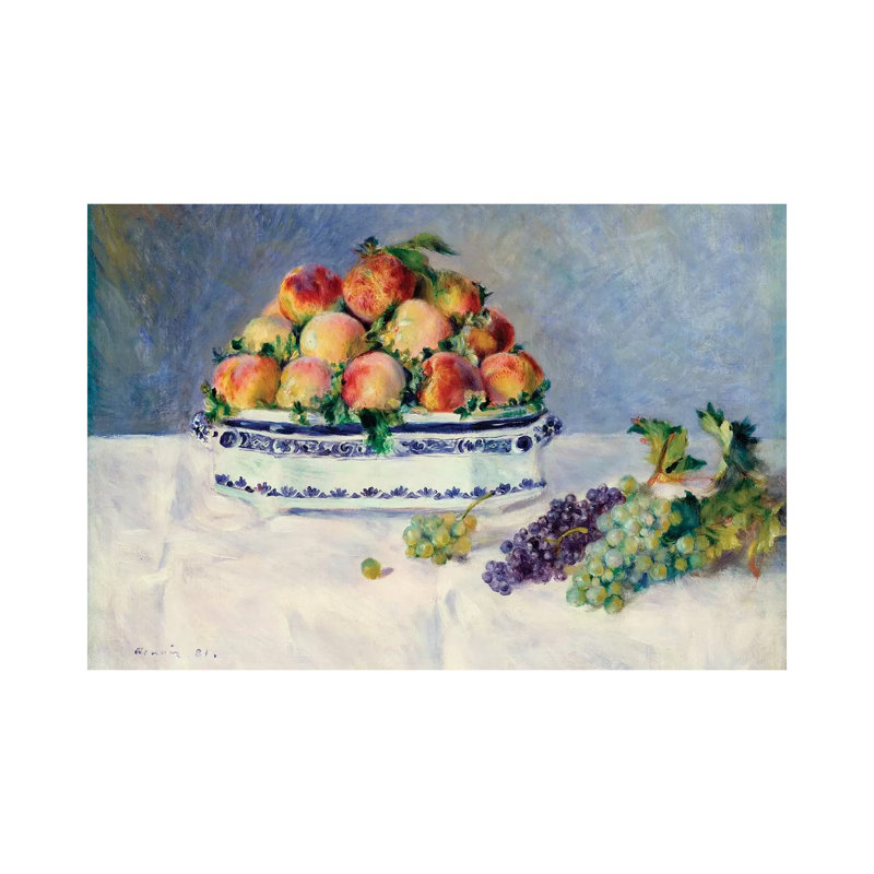 Still Life With Peaches And Grapes by Pierre-Auguste Renoir - Wrapped Canvas Panoramic Painting