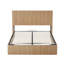 Cadre de lit grand format avec rangement relevable, lignes courbes en bois ondulé, rangement hydraulique / pas de sommier, chêne.