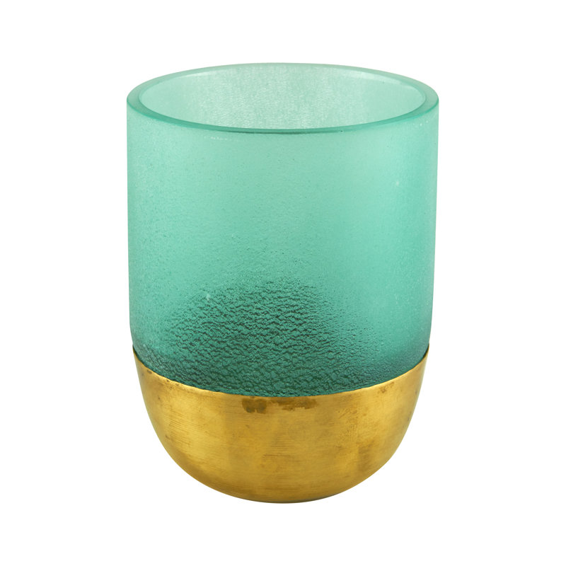 Petit porte-votive en verre, H 3 po x l 3,25 po x P 3,25 po, Aigue-marine