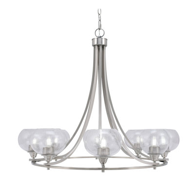 Lustre 8 lumières avec verre transparent 7 "Paramount