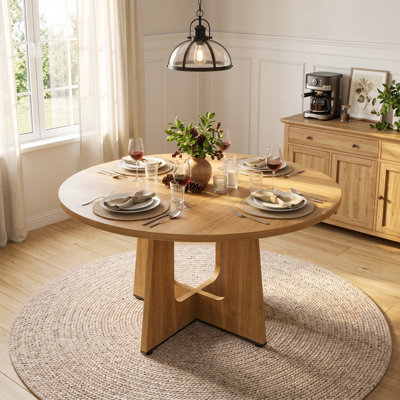 Table de salle à manger moderne 47 po avec piédestal à grain de bois architectural