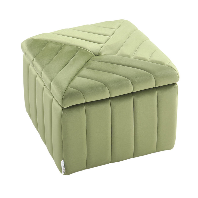 Amalina 46cm Wide Velvet Rectangle Solid Colour Footstool Ottoman with Storage, Green