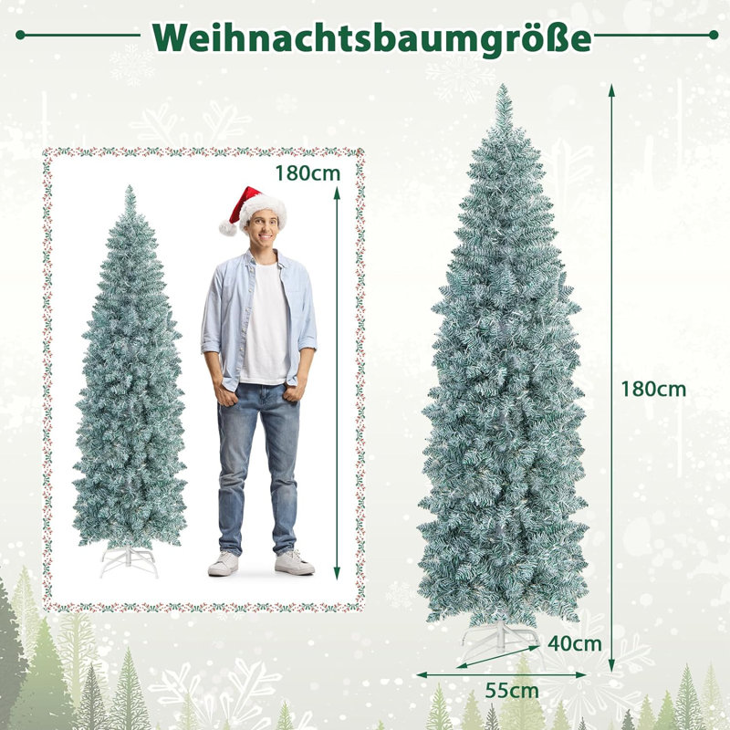 Lighted Artificial Pine Christmas Tree, 180cm H
