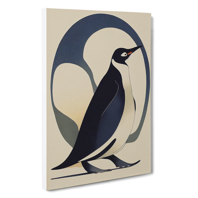Penguin Art Nouveau - Wall Art, Wrapped Canvas, 76cm H x 50cm W, No Matte