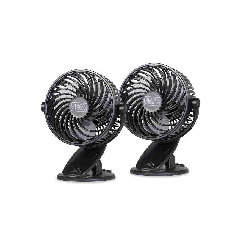 Black Adjustable 3-Speed Clip and Standing Fan Set