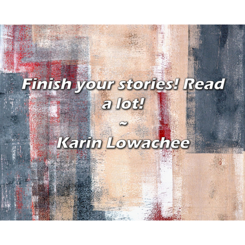 Citation artistique «Finissez vos histoires! Lisez beaucoup!» Toile tendue par Karin Lowachee