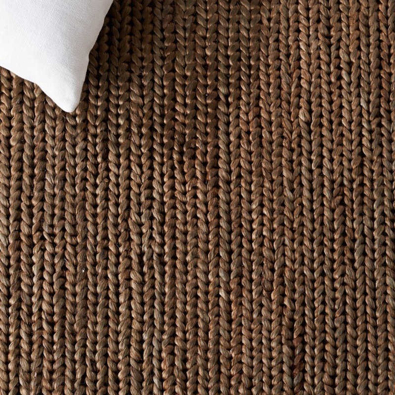 Ralph Lauren Ponderosa Jute, Cotton Solid Color Rug, Rectangle 4' x 6', Brown