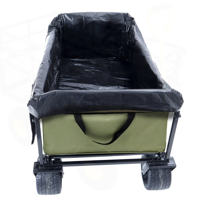 Chariot de chariot pliable d'une capacité de 440 lb avec système de cerclage et doublure en plastique 3 pièces, idéal pour la plage, le camping et le jardinage