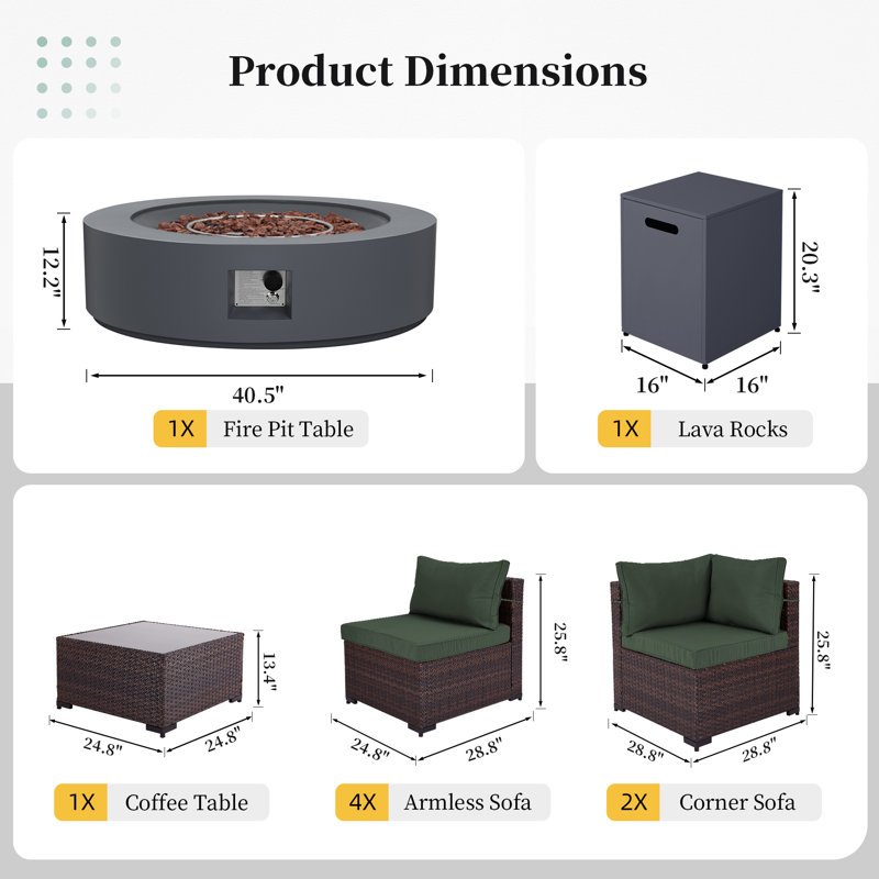 9-Piece Outdoor Rattan Patio Conversation Set with 42-Inch Fire Pit Table and Complimentary Comfortable Seat Cushion