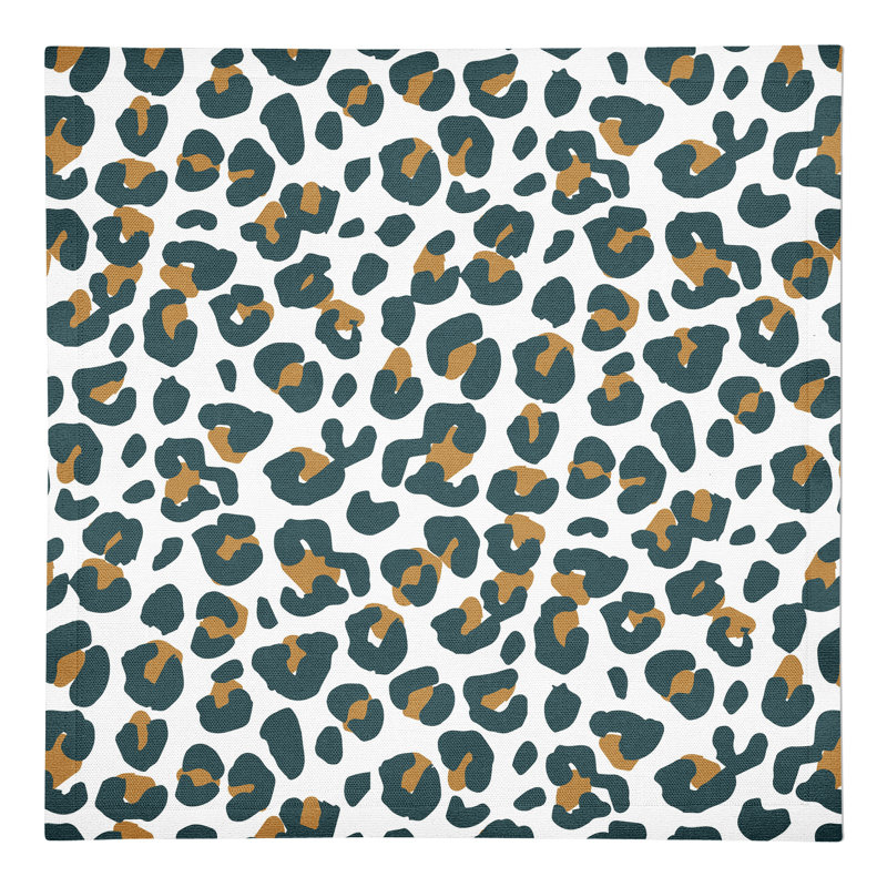 Draycen Cotton Animal Print Square Napkin, White/Green/Beige