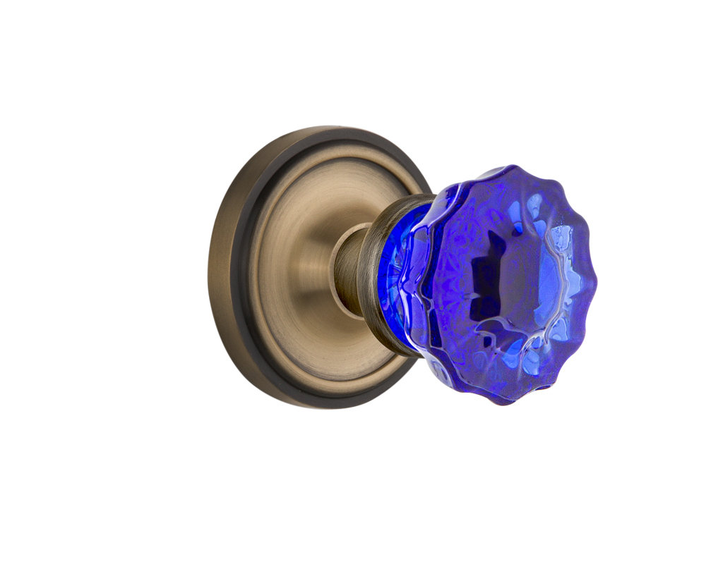 Classic Rosette with Crystal Cobalt Door Knob Nostalgic Warehouse 