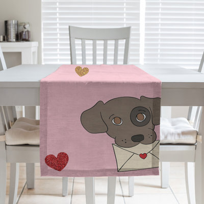 Festive Hol Valentine's Day Dogs Table Runner