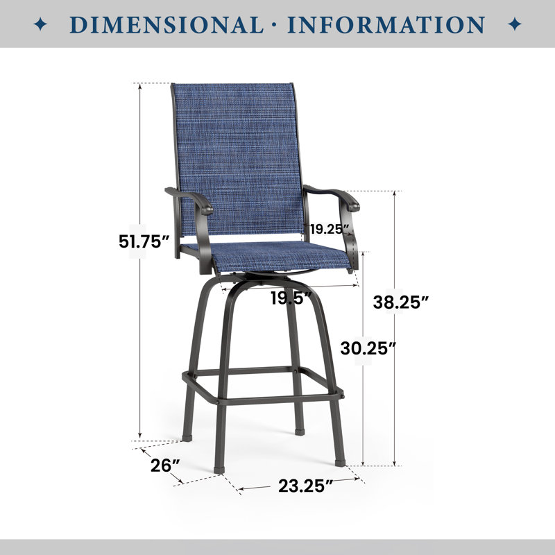Tabouret de bar d'extérieur en métal 30,25 po Naksh, 6