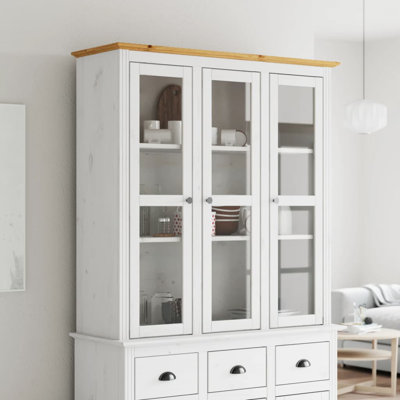 Cabinet with Glass Doors BODO Solid Wood Pine by Red Barrel Studio