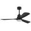 Ventilateur de plafond noir 52 po avec 3 pales en bois massif et télécommande