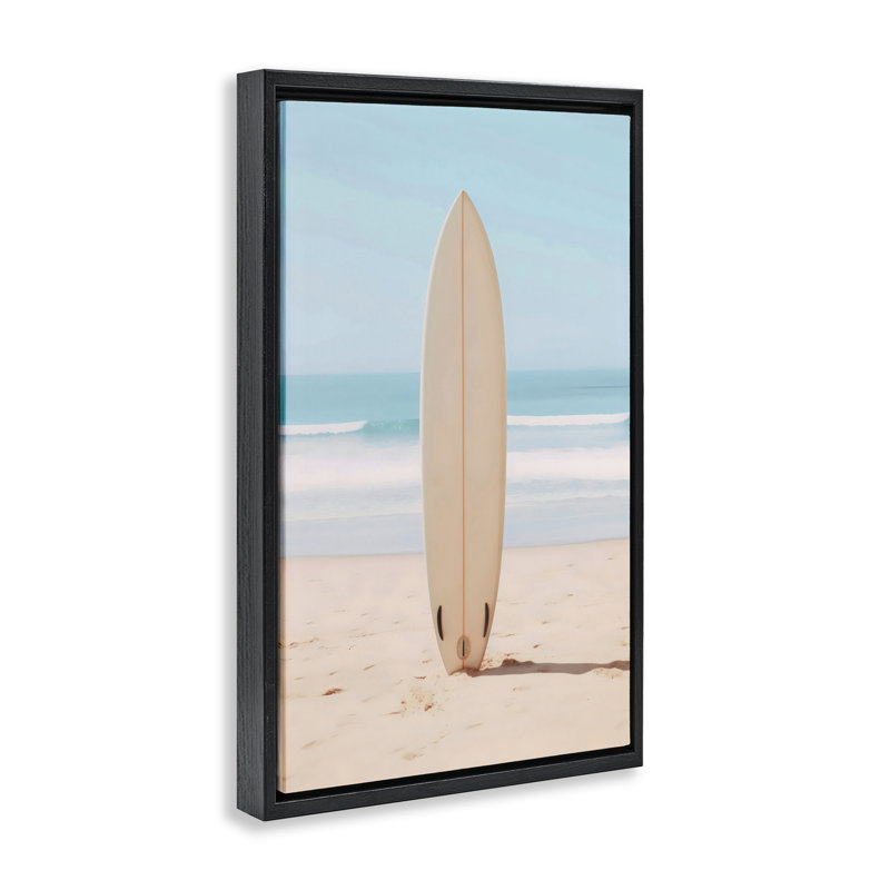 Neutral Centered Surfboard Floating Frame, design by LSR Design Studio, 31" H x 21" W, Jet Black Floater Frame