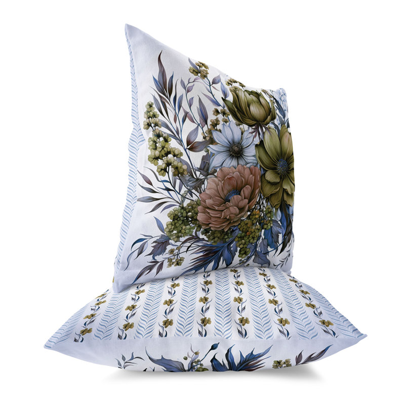 Coussin Aster Amore, Bleu / Vert, H 26 po x l 26 po