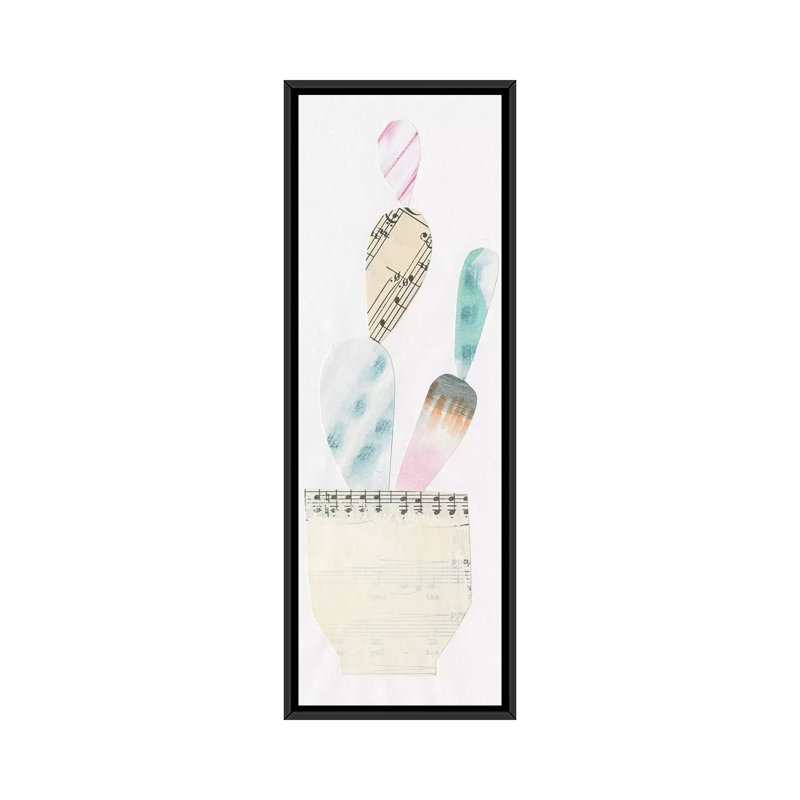 « collage cactus vii », toile d’impression, H 36 po x l 12 po x P 1,5 po, Toile avec cadre noir