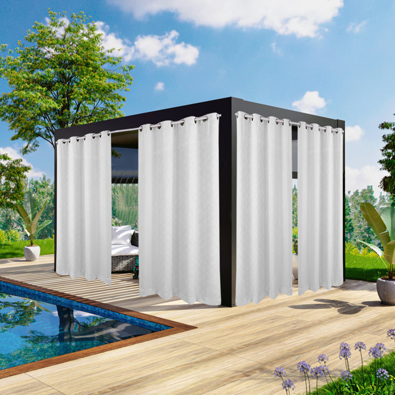 Lakyshia Waterproof Thermal Outdoor Patio Curtain, 52" W x 94" L, White