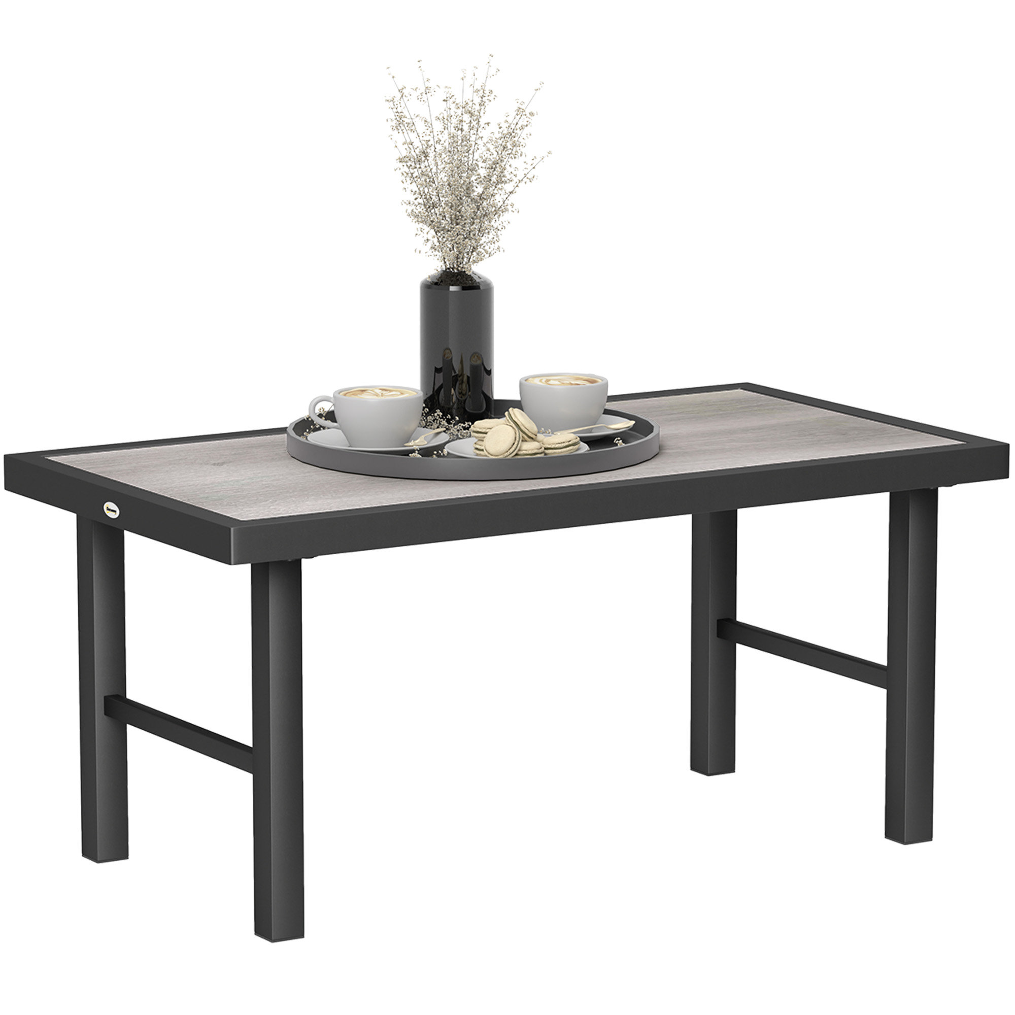 Ebern Designs Metal Patio Coffee Table, Outdoor Side Table, Distressed ...