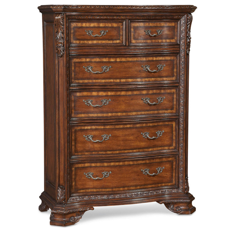 Traditional Brown 6-Drawer Dresser with Felt Lined Drawer