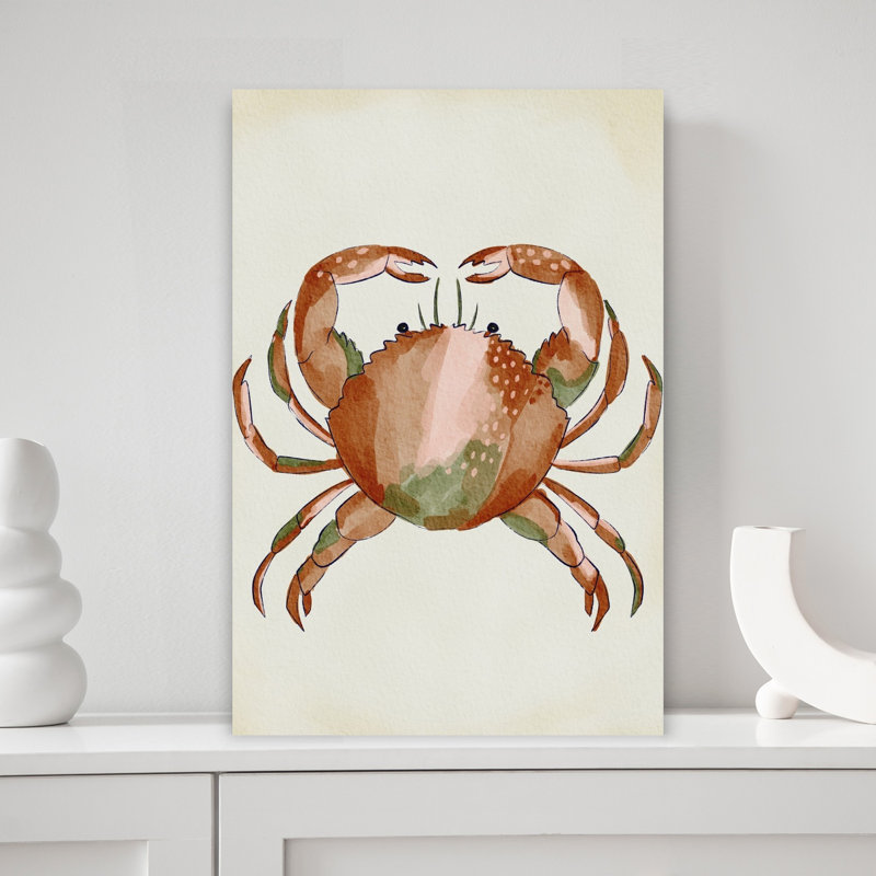 Aquarelle, crabe, coquillages, crabe