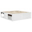 Structure de très grand lit avec tiroirs de rangement, lit plateforme sans tête de lit, design adapté aux animaux de compagnie, aucun sommier tapissier requis, style minimaliste moderne - blanc-131098302